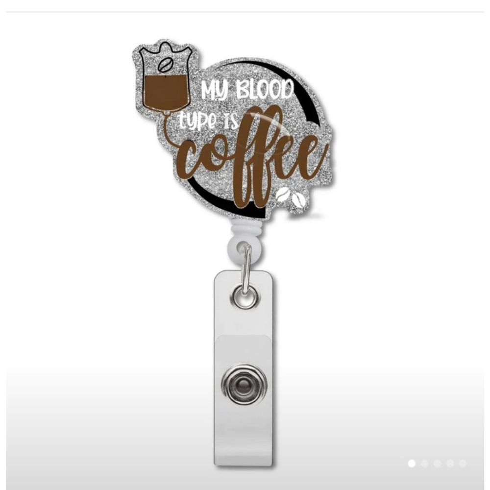 Unisex Badge Reel Coffee Silver One Size